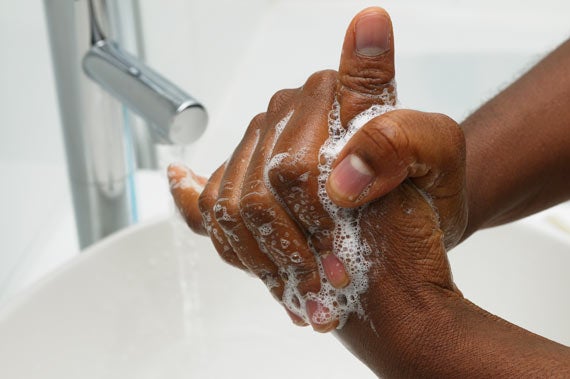 Person washing hands