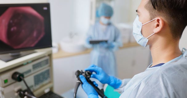 Doctor looking at screen